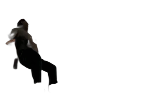 Scroll animation: a figure falling from a rooftop, frame by frame