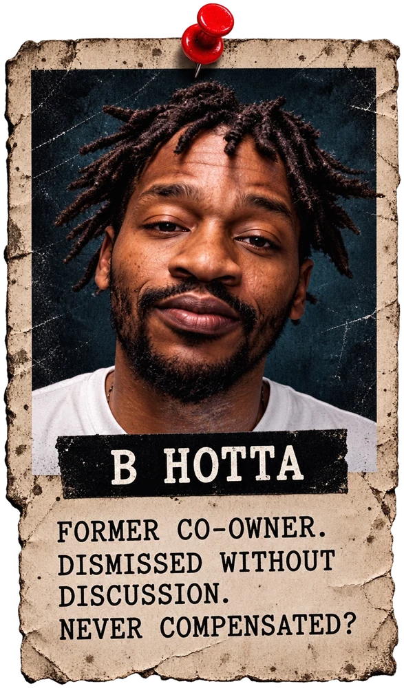 Pinned case card — B Hotta. Former co-owner. Dismissed without discussion.