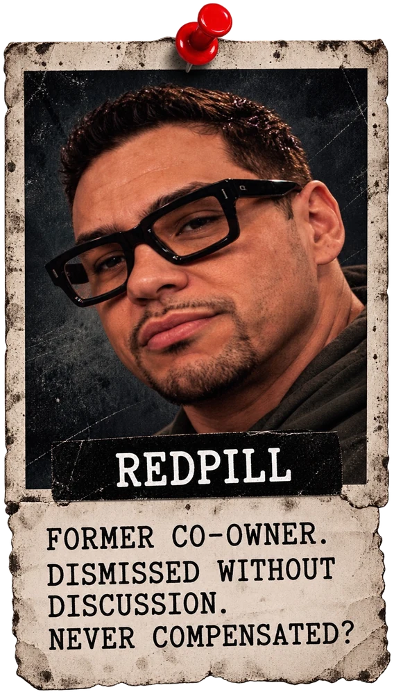 Pinned case card — Redpill. Former co-owner. Dismissed without discussion.